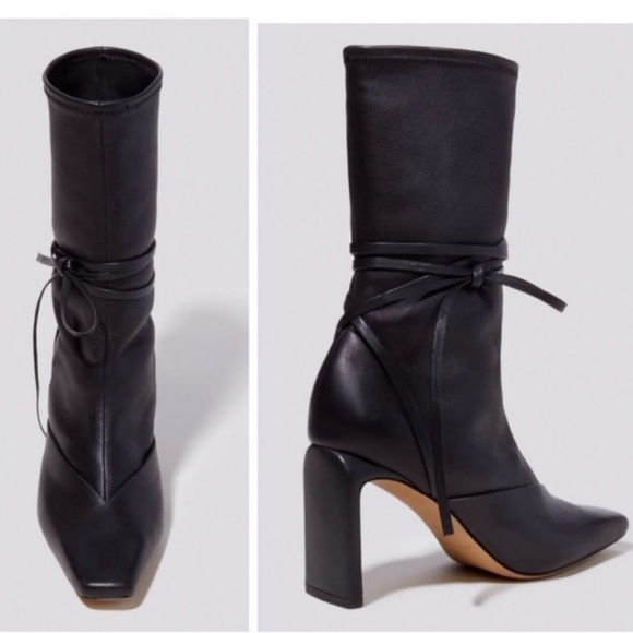 Jonathan Simkhai Tanner Leather Sock Pull On Ankle Tie Booties Boots ll size 38 - Picture 10 of 16